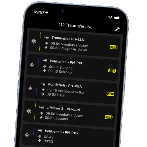 Telefoon met Traumaheli NL app