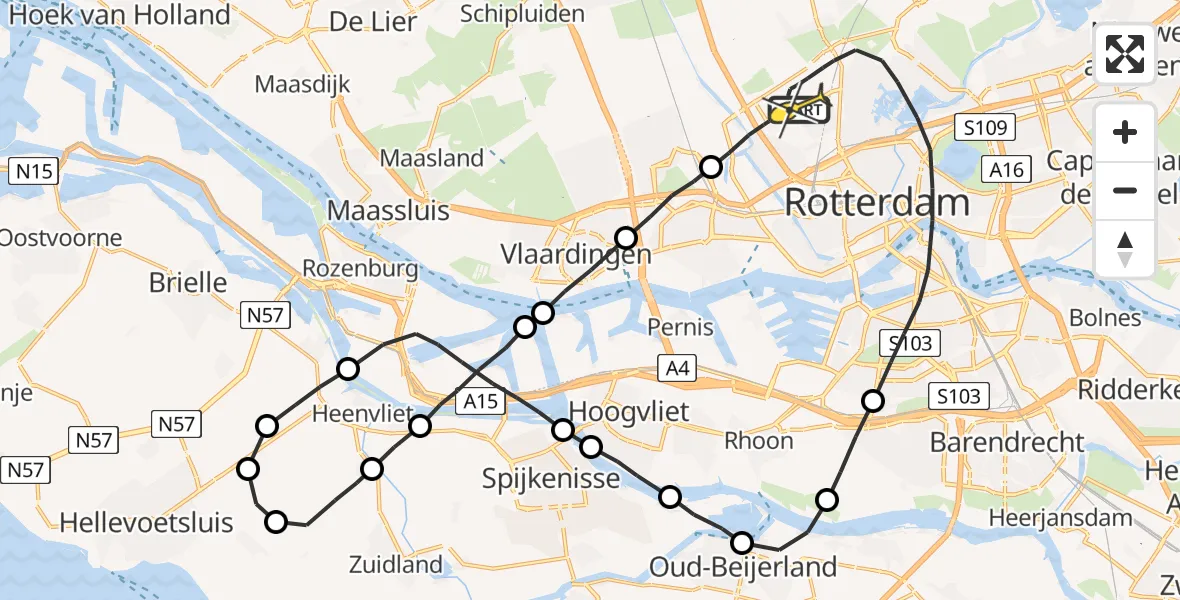 Routekaart van de vlucht: Lifeliner 2 naar Rotterdam