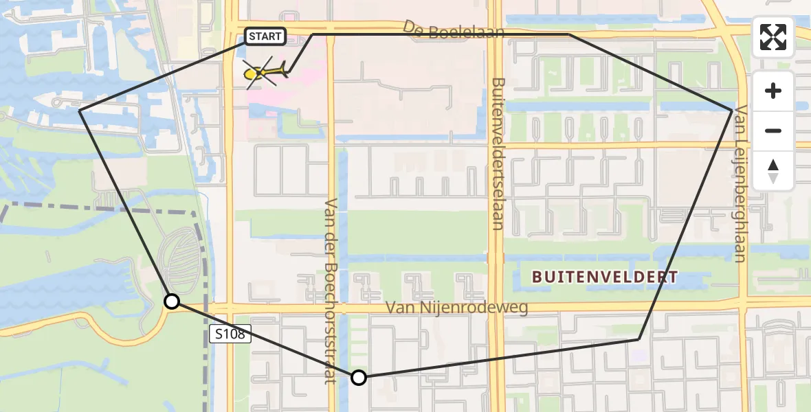 Routekaart van de vlucht: Lifeliner 1 naar Amsterdam