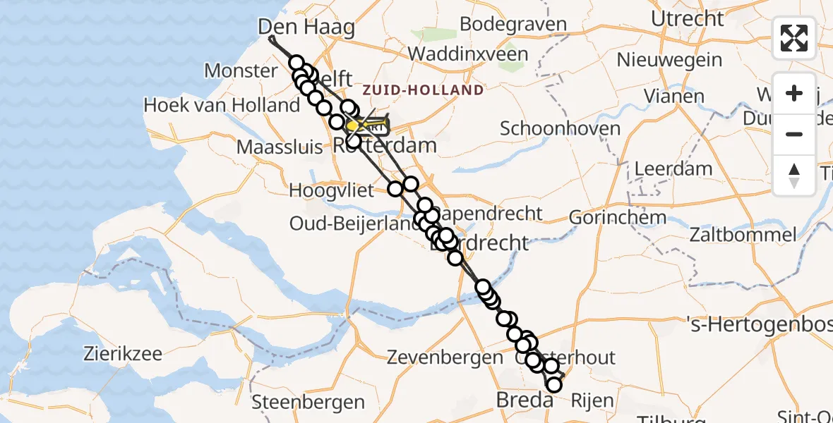 Routekaart van de vlucht: Lifeliner 2 naar Rotterdam