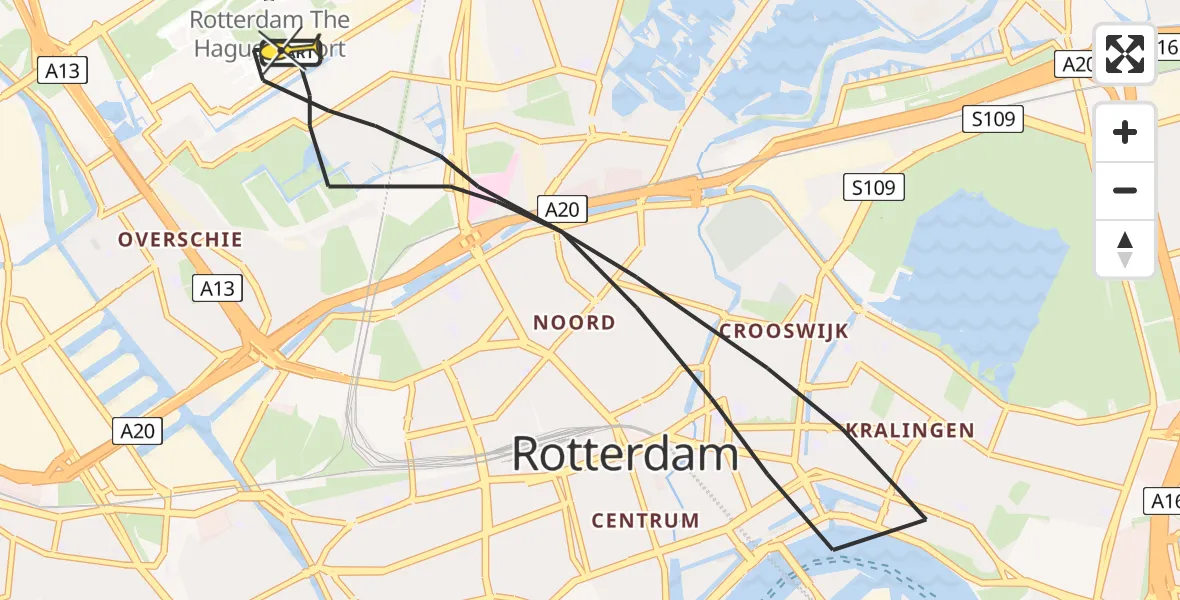 Routekaart van de vlucht: Lifeliner 2 naar Rotterdam