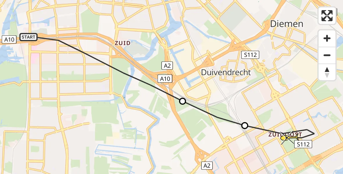 Routekaart van de vlucht: Lifeliner 1 naar Amsterdam