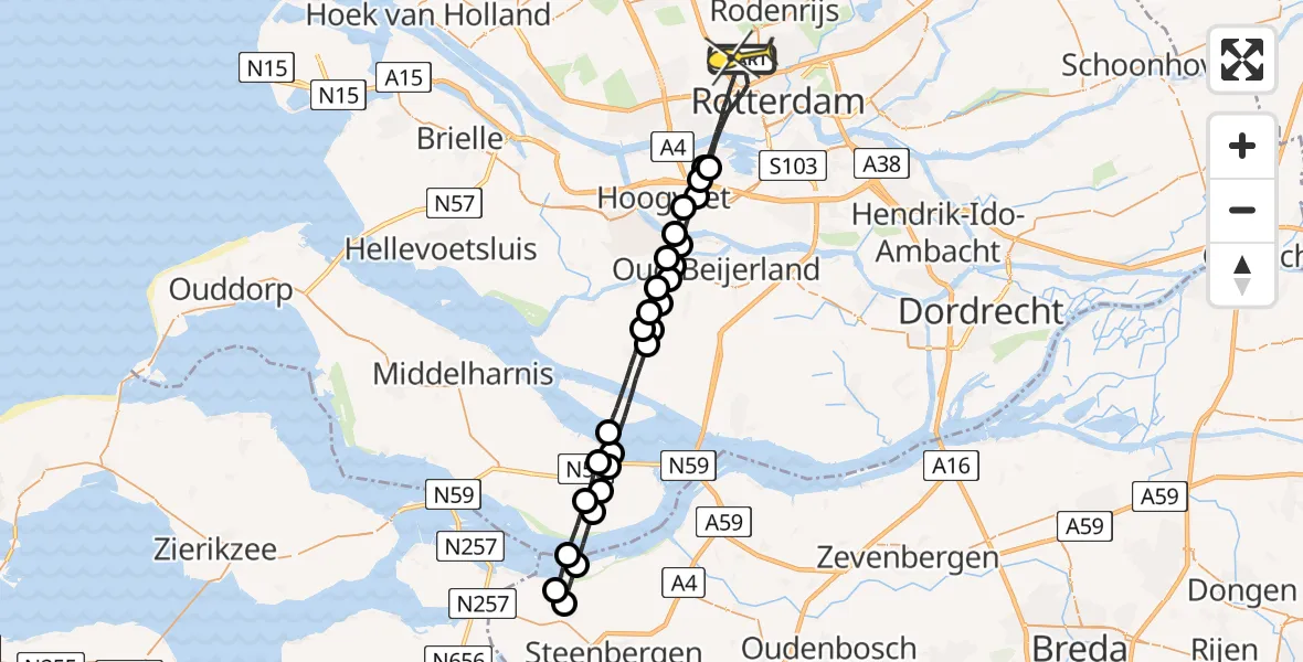 Routekaart van de vlucht: Lifeliner 2 naar Rotterdam