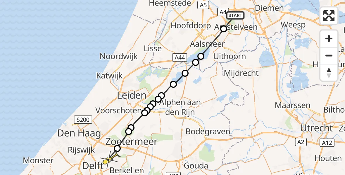 Routekaart van de vlucht: Lifeliner 1 naar Pijnacker