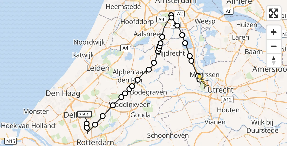 Routekaart van de vlucht: Lifeliner 1 naar Utrecht