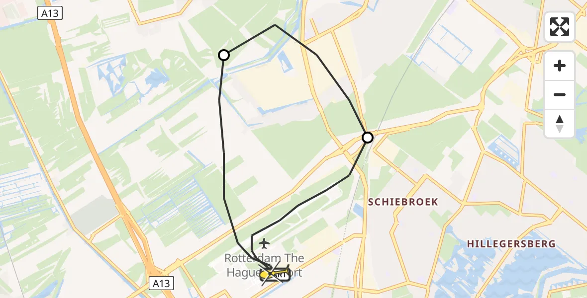 Routekaart van de vlucht: Lifeliner 2 naar Rotterdam