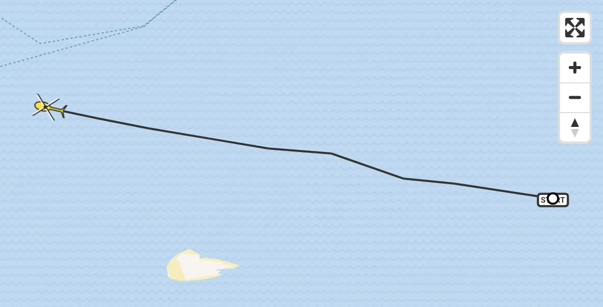 Routekaart van de vlucht: Ambulanceheli naar West-Terschelling