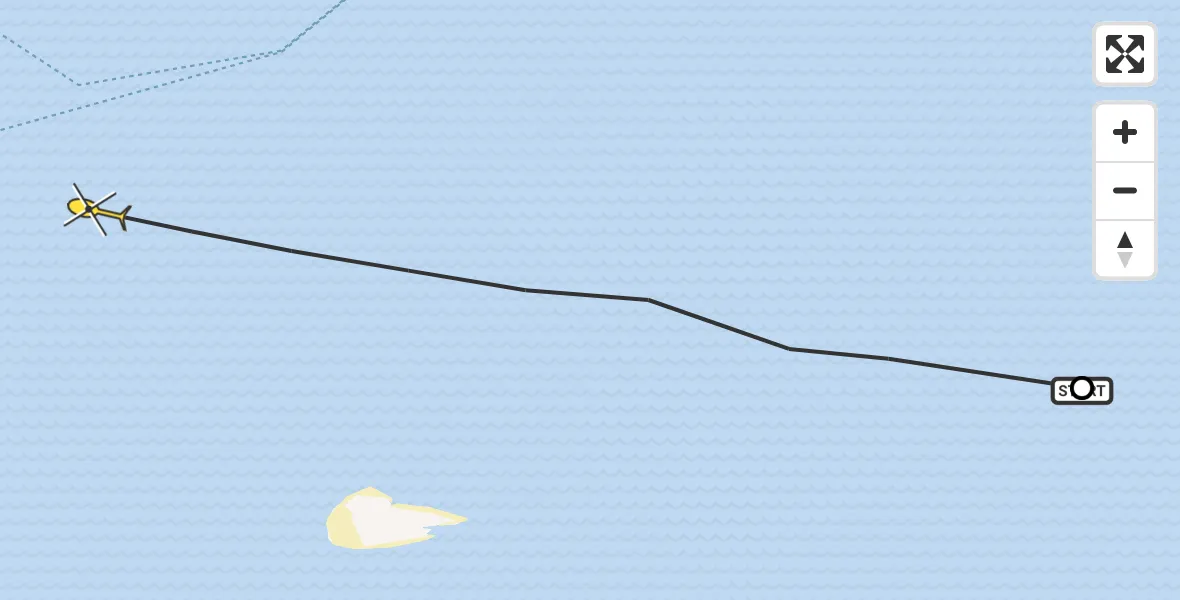 Routekaart van de vlucht: Ambulancehelikopter naar West-Terschelling