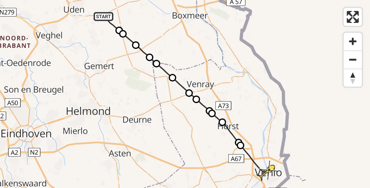 Routekaart van de vlucht: Lifeliner 3 naar Venlo