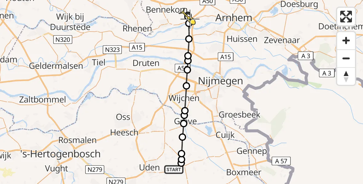 Routekaart van de vlucht: Lifeliner 3 naar Heelsum