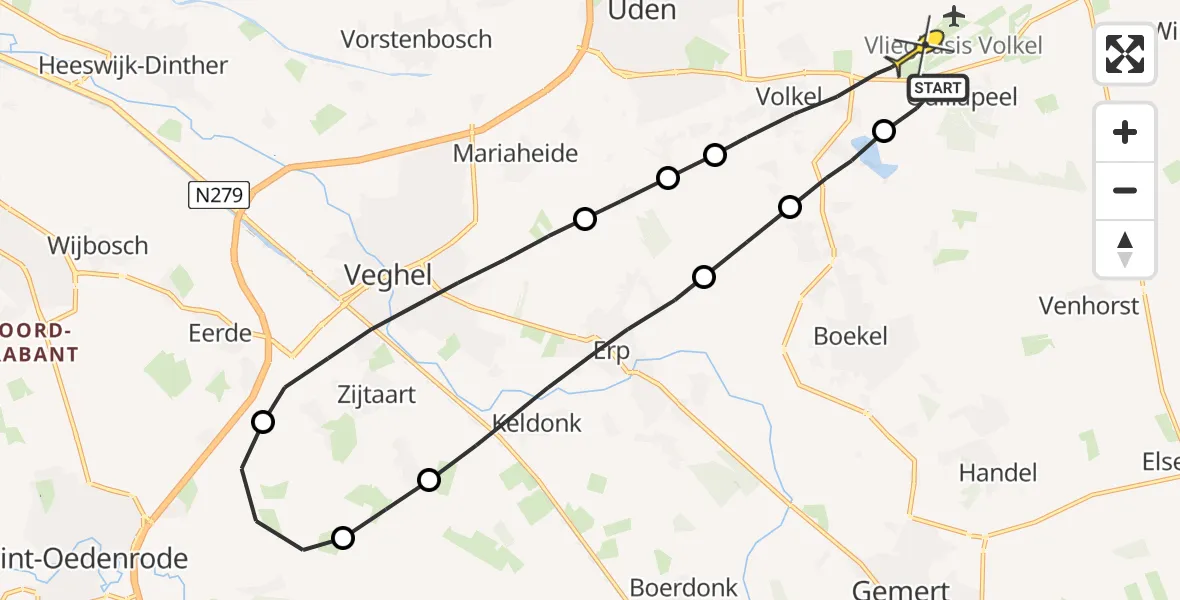 Routekaart van de vlucht: Lifeliner 3 naar Volkel