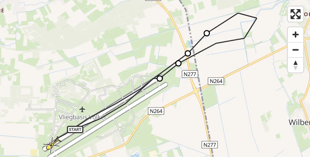 Routekaart van de vlucht: Lifeliner 3 naar Volkel