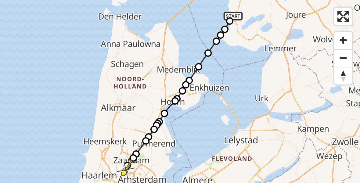 Routekaart van de vlucht: Lifeliner 1 naar Amsterdam