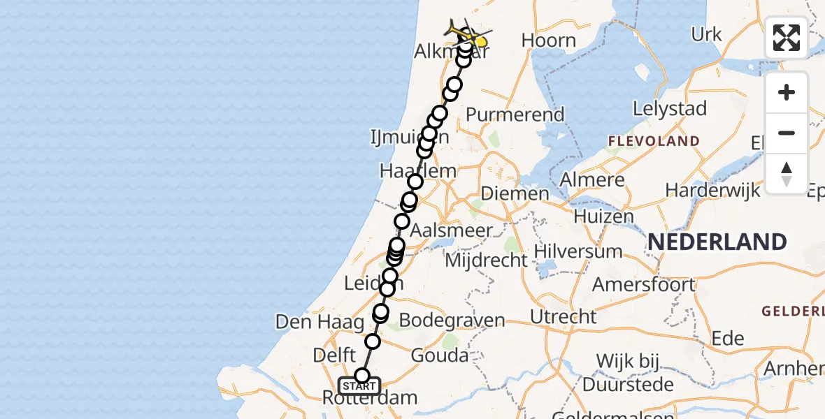 Routekaart van de vlucht: Lifeliner 2 naar Heerhugowaard