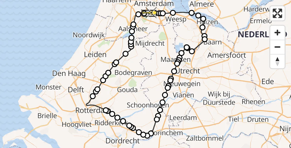 Routekaart van de vlucht: Lifeliner 1 naar Amsterdam