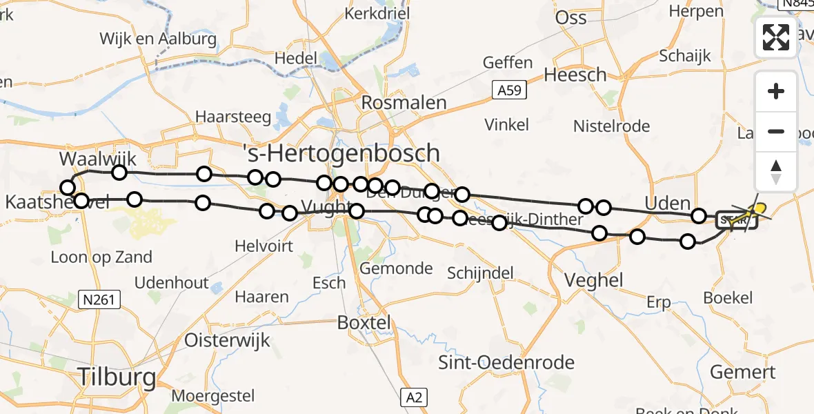 Routekaart van de vlucht: Lifeliner 3 naar Volkel