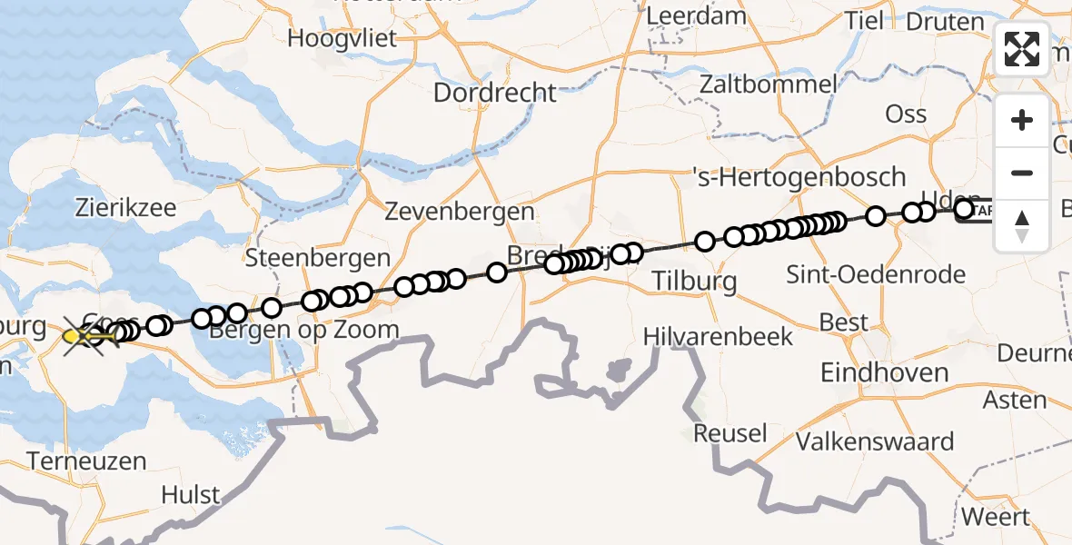 Routekaart van de vlucht: Lifeliner 3 naar 's-Heer Arendskerke