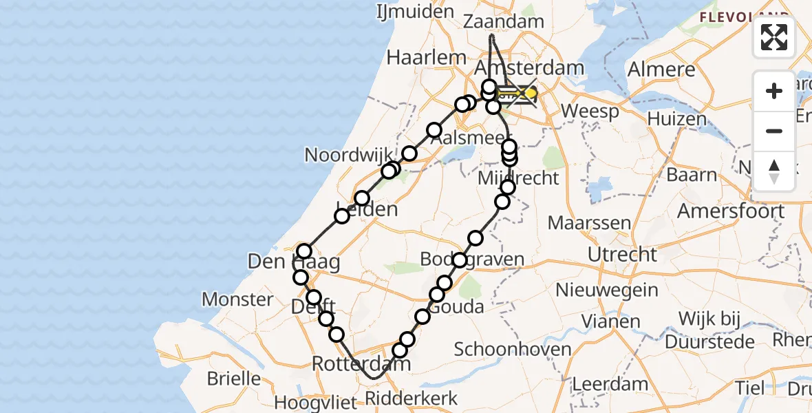 Routekaart van de vlucht: Lifeliner 1 naar Amsterdam