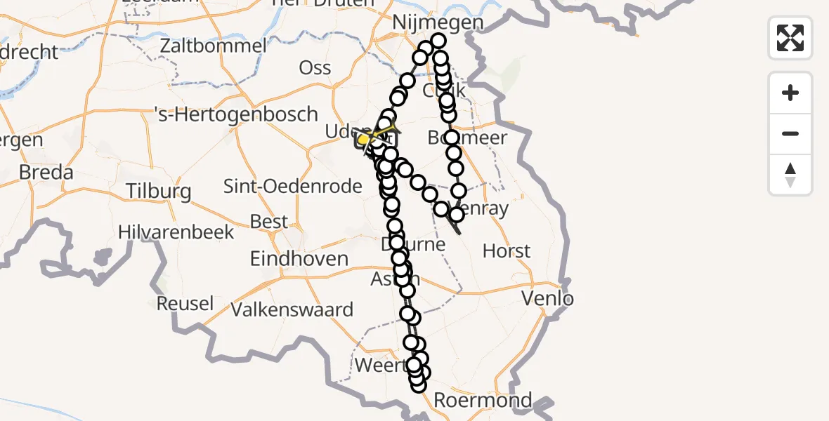 Routekaart van de vlucht: Lifeliner 3 naar Volkel