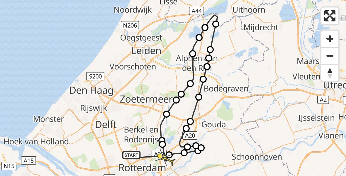 Routekaart van de vlucht: Lifeliner 2 naar Rotterdam