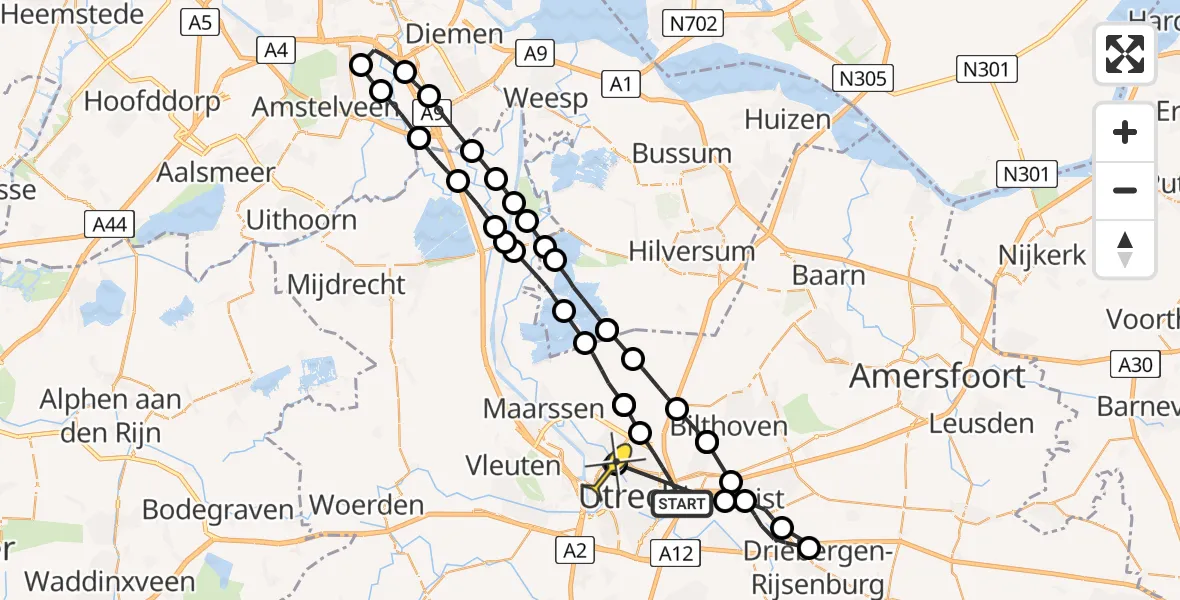 Routekaart van de vlucht: Lifeliner 1 naar Utrecht