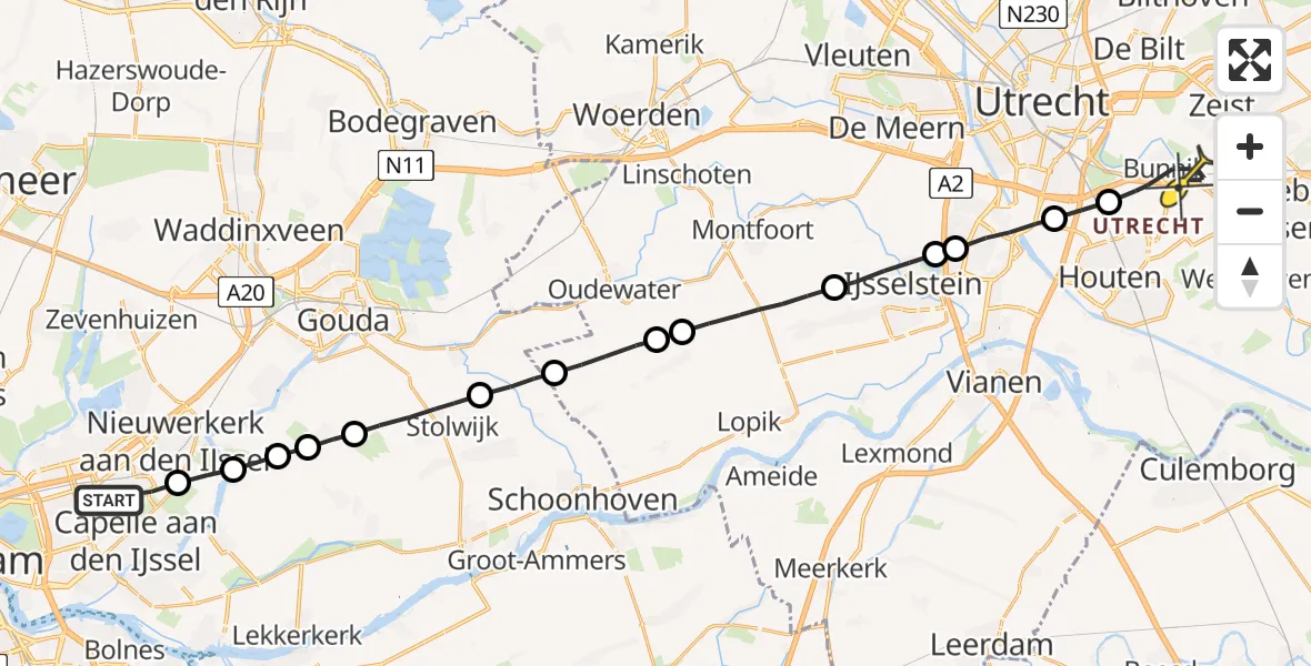 Routekaart van de vlucht: Lifeliner 2 naar Bunnik