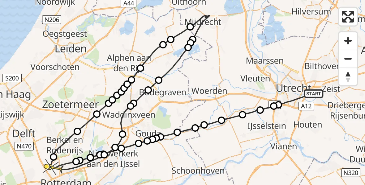 Routekaart van de vlucht: Lifeliner 2 naar Rotterdam