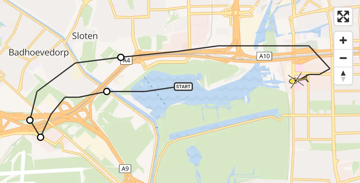 Routekaart van de vlucht: Lifeliner 1 naar Amsterdam