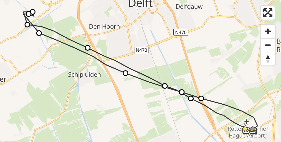 Routekaart van de vlucht: Lifeliner 2 naar Rotterdam