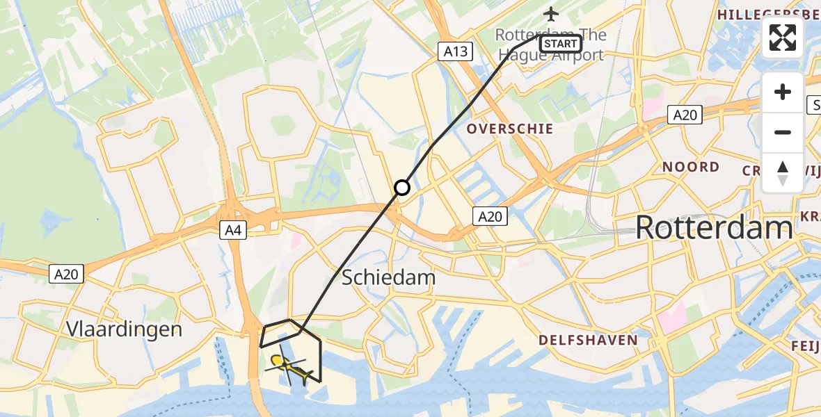 Routekaart van de vlucht: Lifeliner 2 naar Schiedam