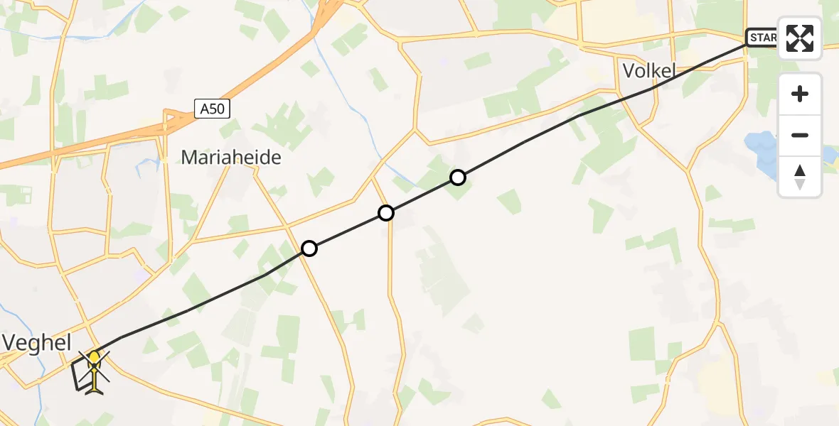 Routekaart van de vlucht: Lifeliner 3 naar Veghel