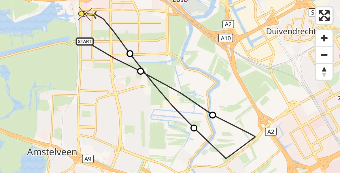 Routekaart van de vlucht: Lifeliner 1 naar Amsterdam