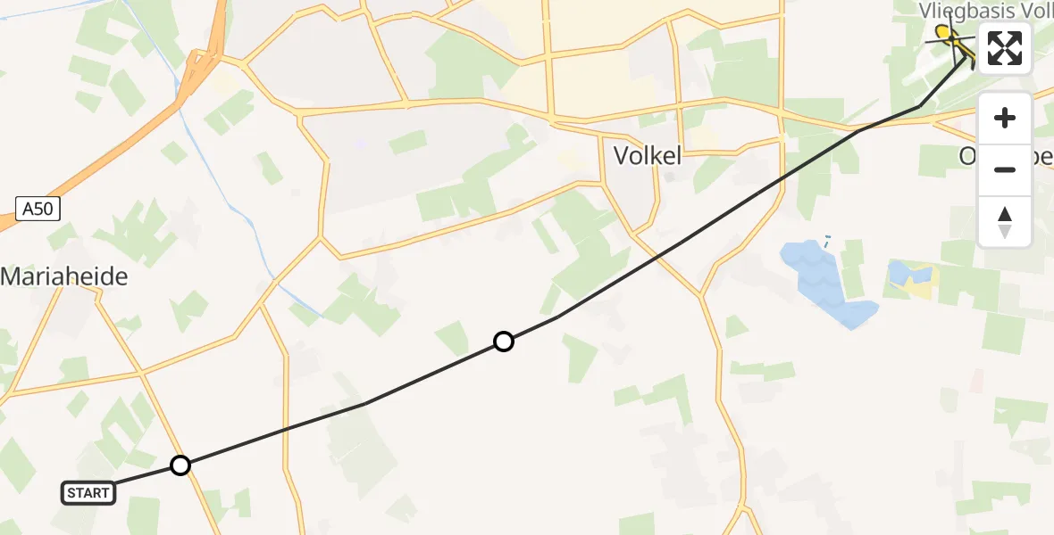 Routekaart van de vlucht: Lifeliner 3 naar Volkel