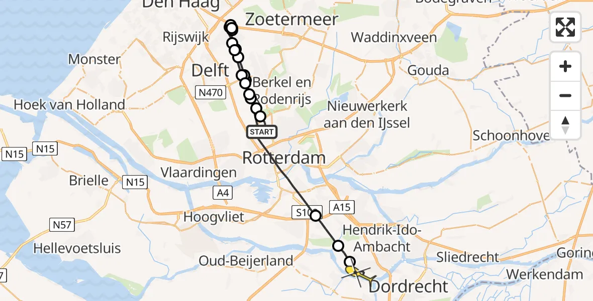 Routekaart van de vlucht: Lifeliner 2 naar Zwijndrecht