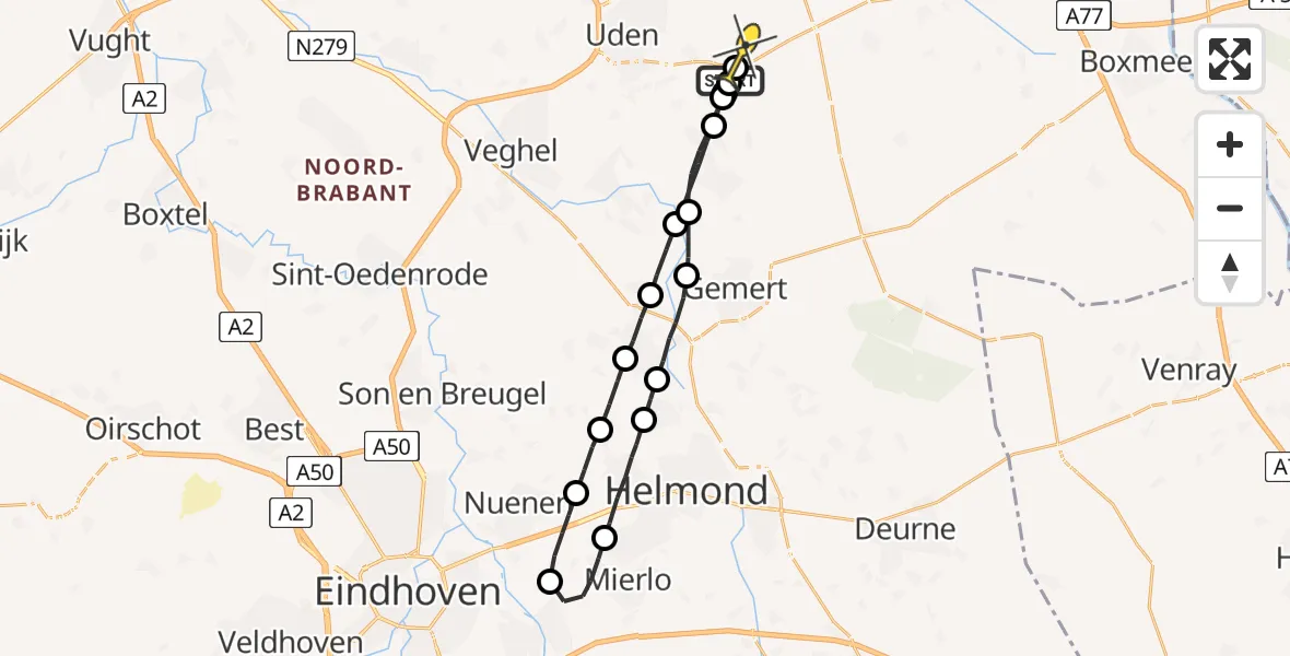 Routekaart van de vlucht: Lifeliner 3 naar Volkel