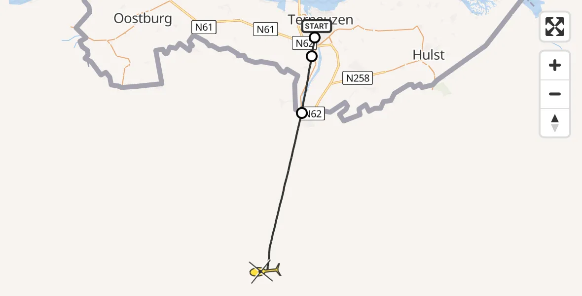 Routekaart van de vlucht: Lifeliner 2 naar 