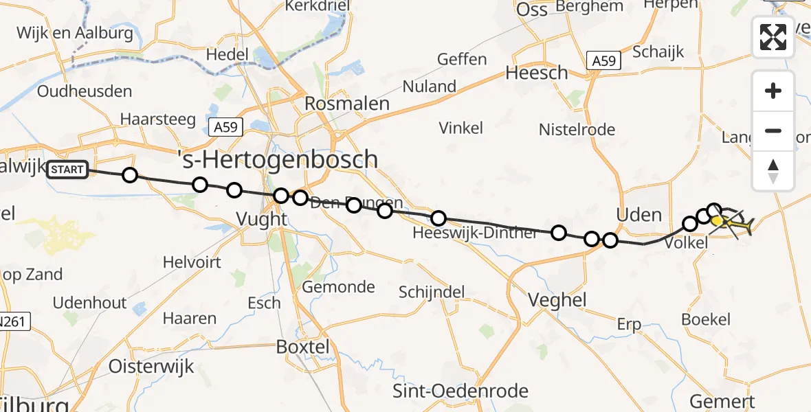 Routekaart van de vlucht: Lifeliner 3 naar Volkel