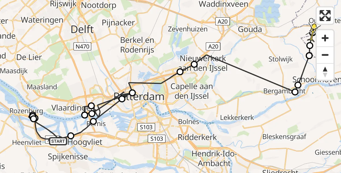Routekaart van de vlucht: Politieheli naar Haastrecht