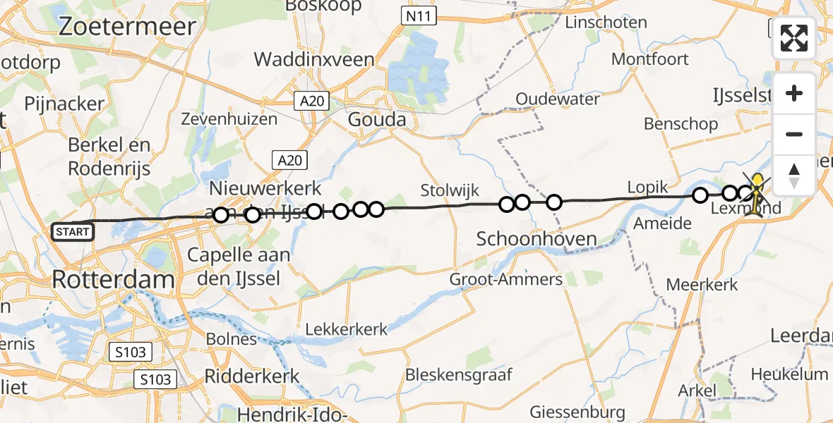 Routekaart van de vlucht: Lifeliner 2 naar Lexmond