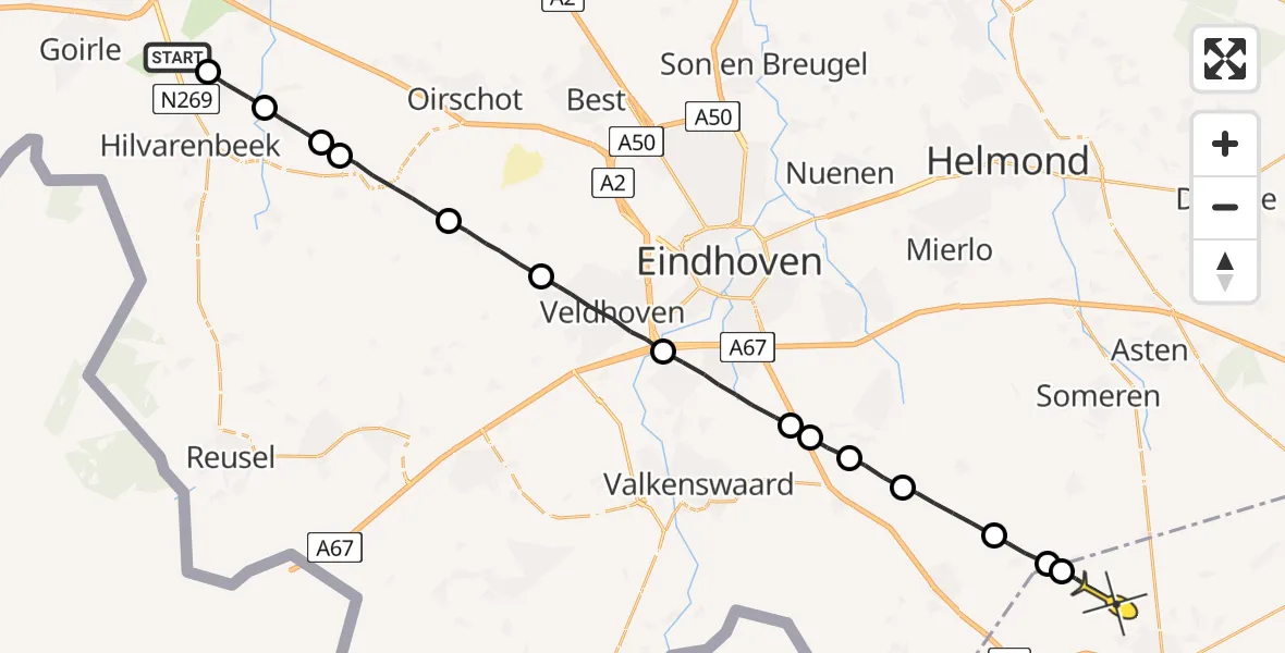 Routekaart van de vlucht: Lifeliner 3 naar Nederweert