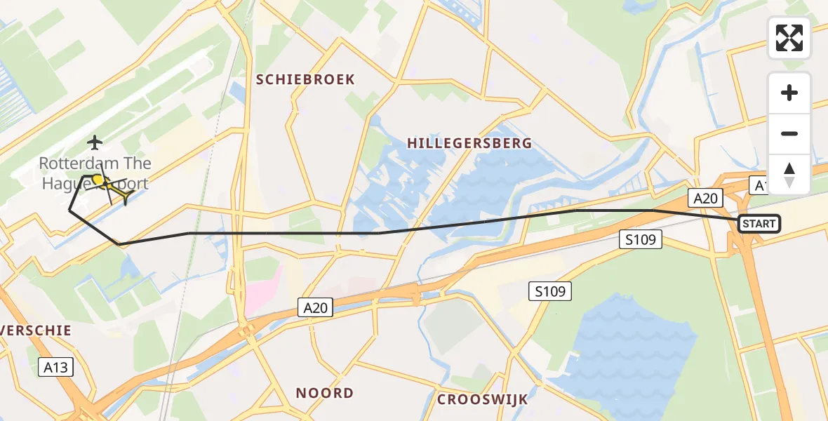 Routekaart van de vlucht: Lifeliner 2 naar Rotterdam