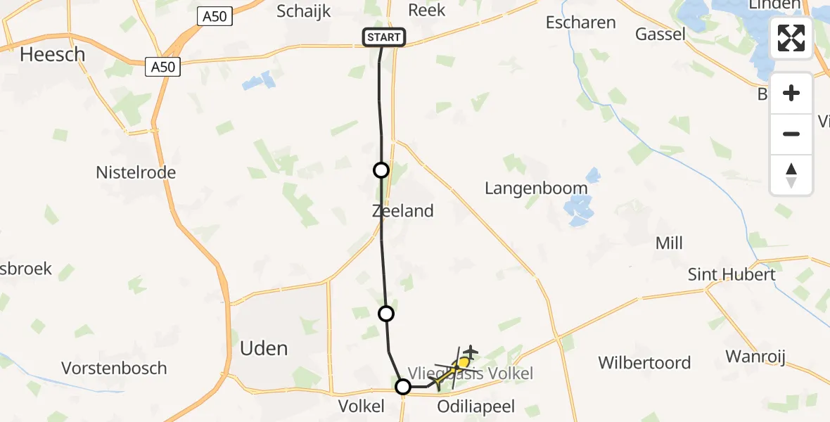 Routekaart van de vlucht: Lifeliner 3 naar Volkel