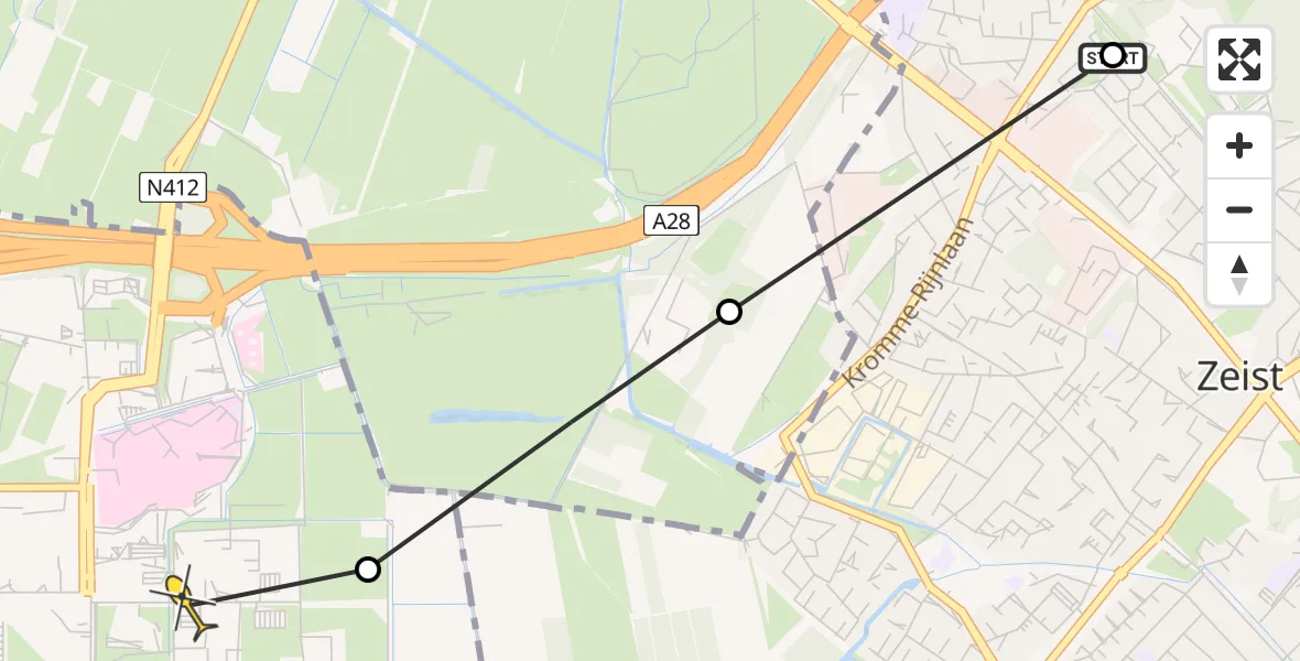 Routekaart van de vlucht: Lifeliner 1 naar Utrecht