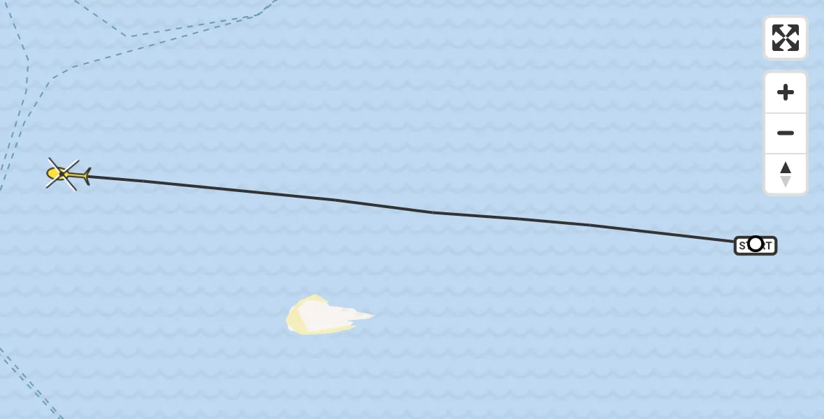 Routekaart van de vlucht: Ambulanceheli naar West-Terschelling
