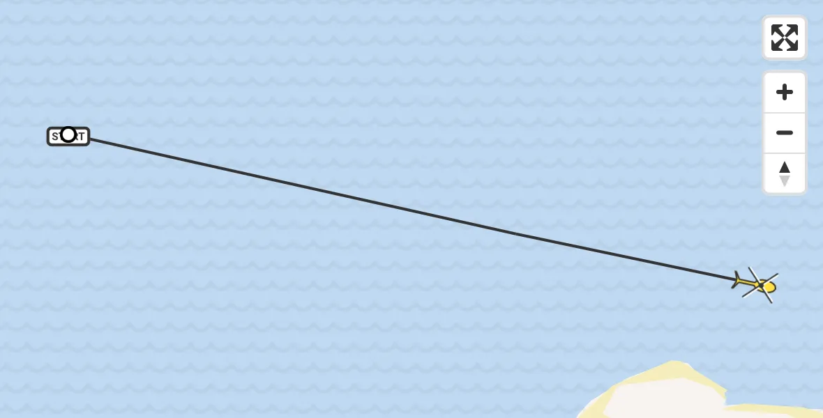 Routekaart van de vlucht: Ambulancehelikopter naar West-Terschelling