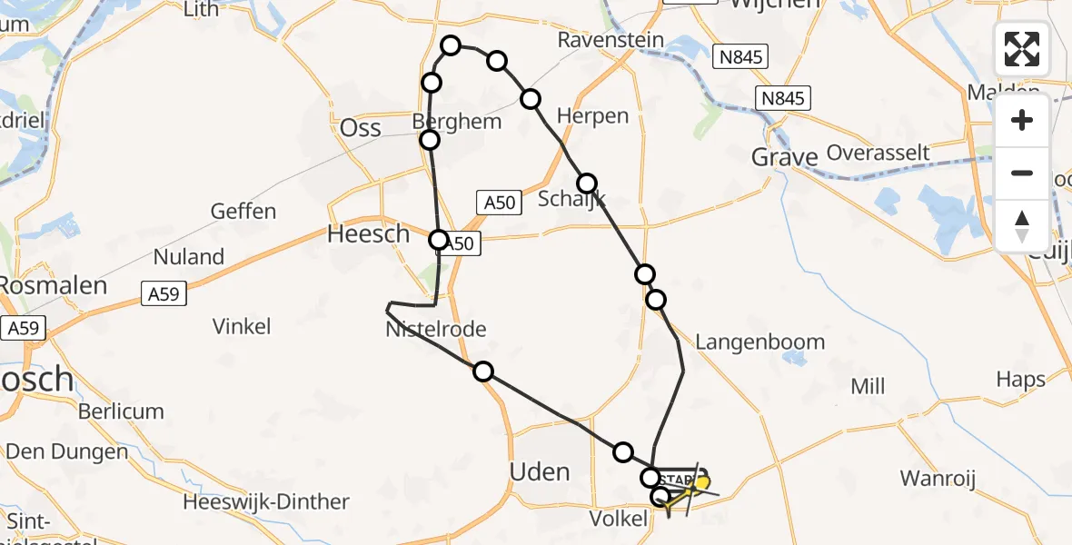 Routekaart van de vlucht: Lifeliner 3 naar Volkel