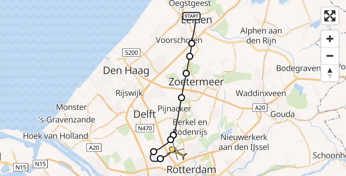 Routekaart van de vlucht: Lifeliner 2 naar Rotterdam