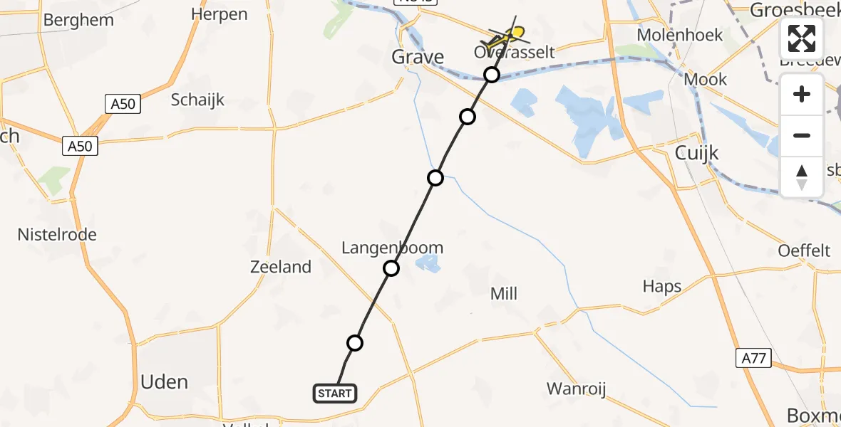 Routekaart van de vlucht: Lifeliner 3 naar Overasselt