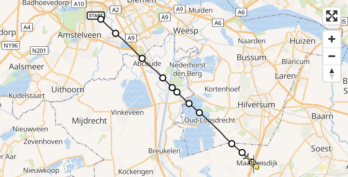 Routekaart van de vlucht: Lifeliner 1 naar Maartensdijk