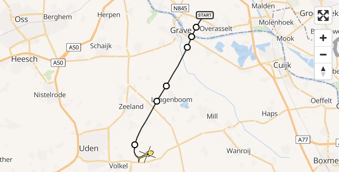 Routekaart van de vlucht: Lifeliner 3 naar Volkel